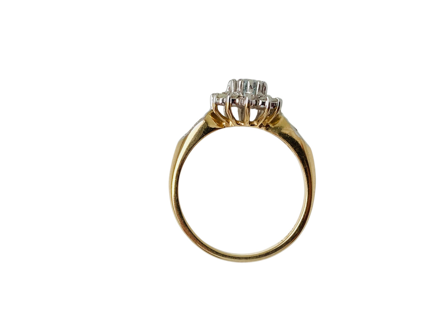 9ct Gold Aquamarine & Diamond Ring