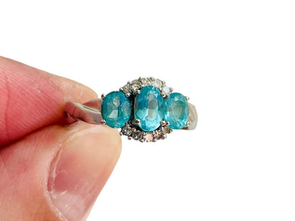 9ct Gold Apatite & Diamond Ring