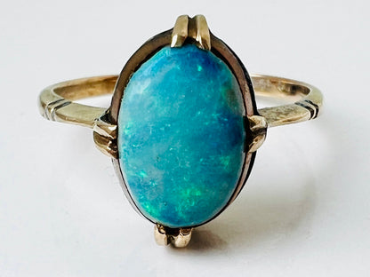 Antique 9ct Gold Opal Doublet Ring
