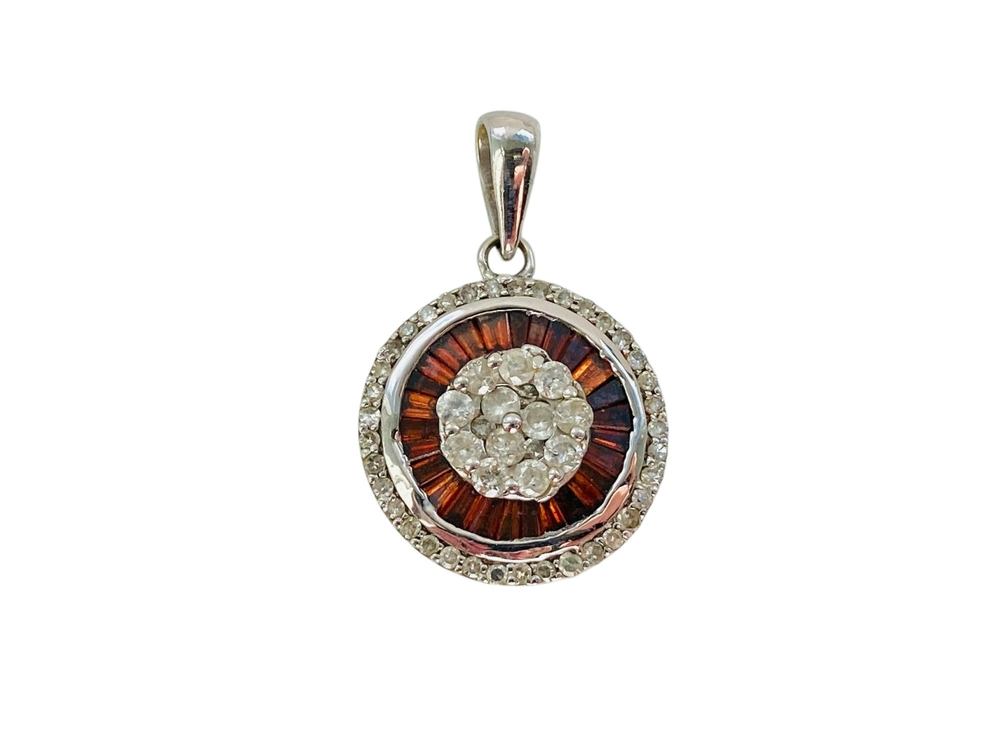 9ct Gold White & Red Diamond Pendant
