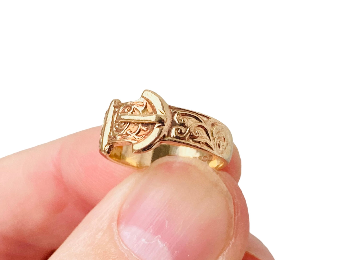 Vintage 9ct Gold Belt Buckle Ring