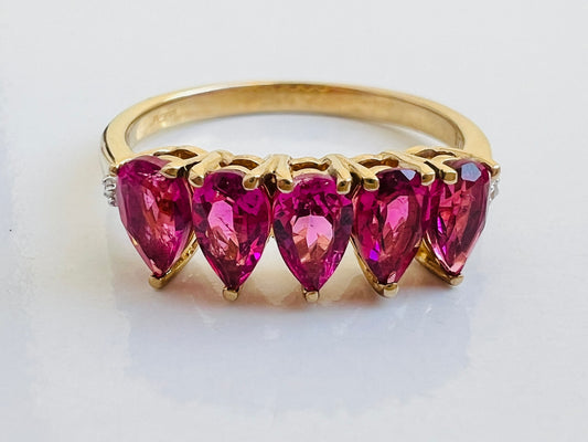 9ct Gold Pink Tourmaline & Diamond Ring