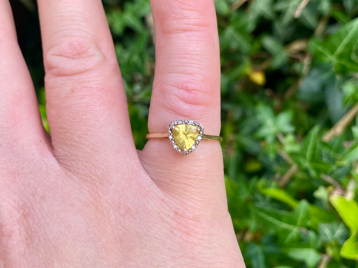 9ct Gold Citrine & Diamond Ring