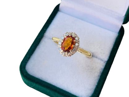 Vintage 18ct Gold Citrine & Diamond Ring