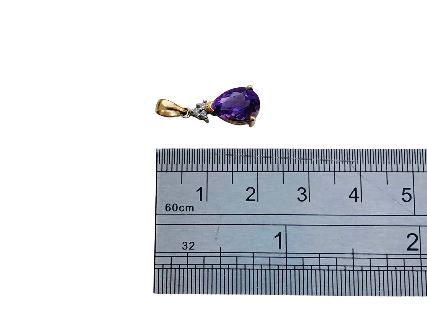 9ct Gold Amethyst & Diamond Pendant