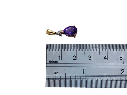 9ct Gold Amethyst & Diamond Pendant