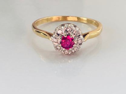 18ct Gold Ruby & Diamond Ring