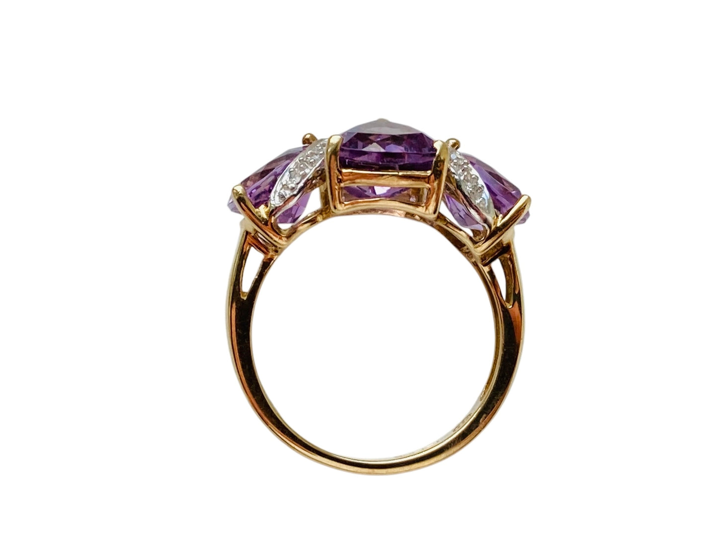 9ct Gold Amethyst & Diamond Ring
