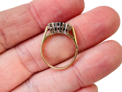 Vintage 9ct Gold Sapphire & Diamond Trilogy Ring