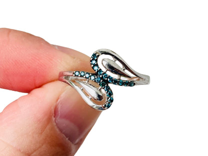 9ct Gold Blue Diamond Ring