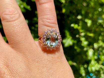 9ct Gold Green & Purple Amethyst Ring