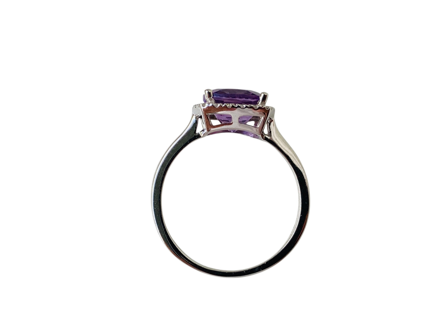 9ct Gold Amethyst & Diamond Halo Ring