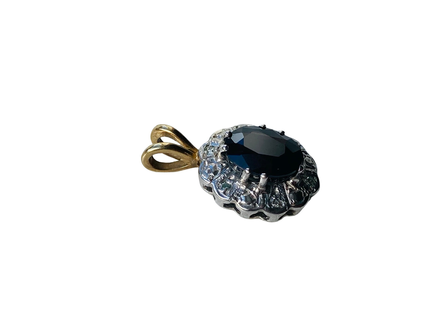 Vintage 9ct Gold Sapphire & Diamond Pendant