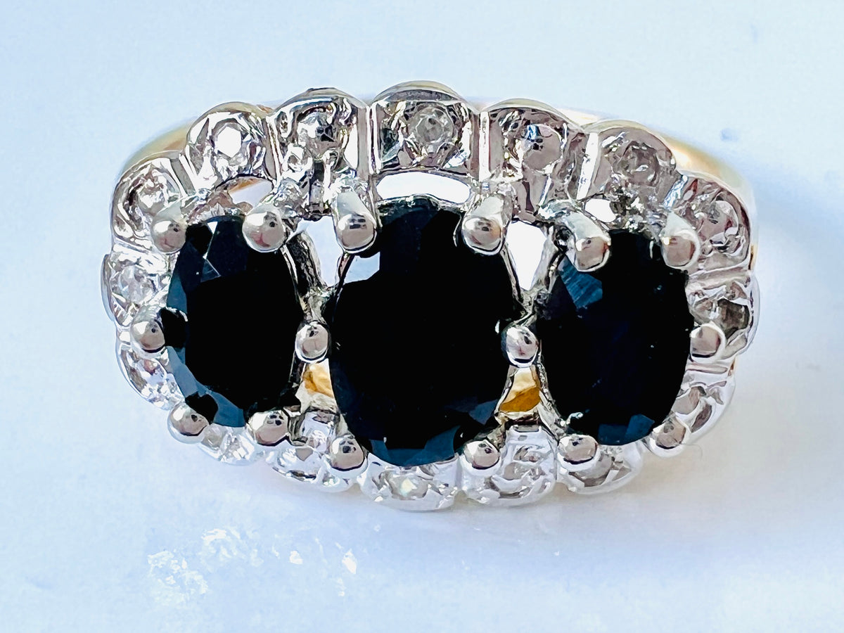 9ct Gold Sapphire & Diamond Ring