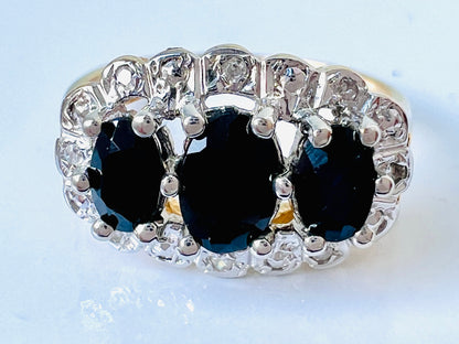 9ct Gold Sapphire & Diamond Ring