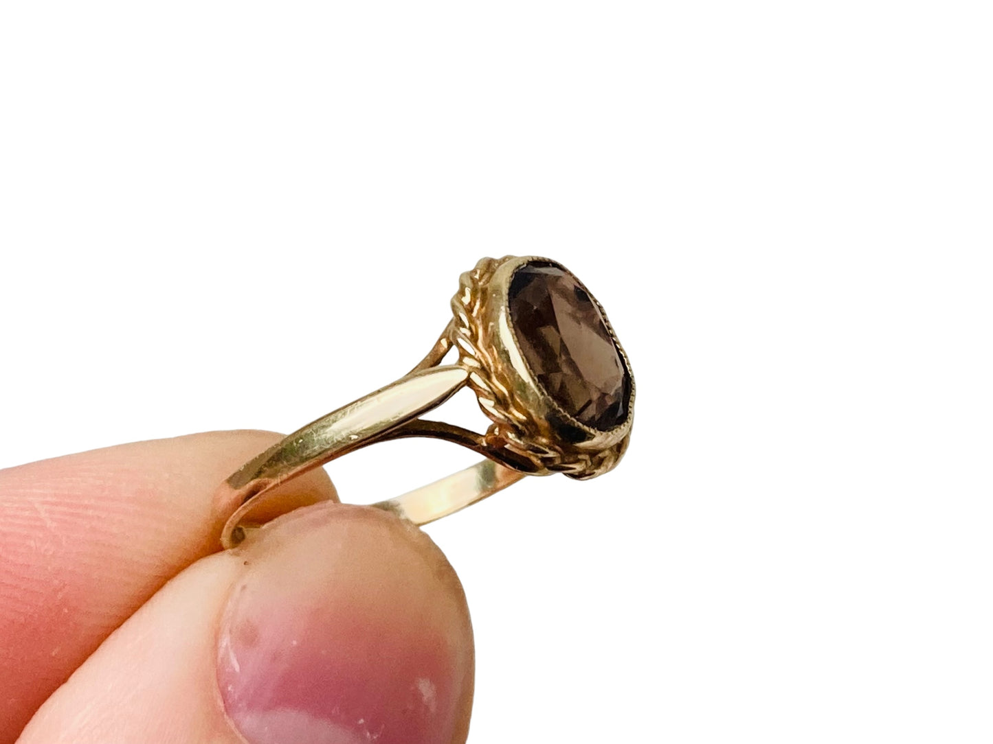 Vintage 9ct Gold Smoky Quartz Ring