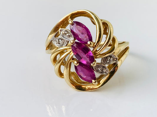 14ct Gold Ruby & Diamond Ring