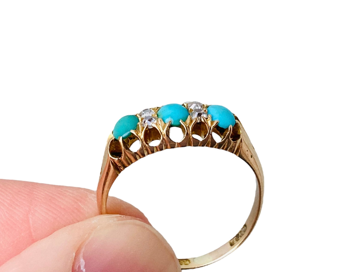 Antique 18ct Gold Turquoise & Diamond Ring