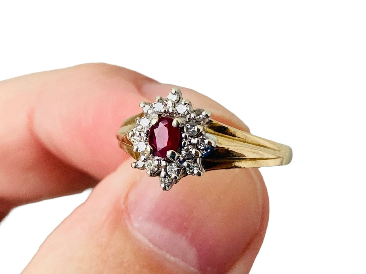 Vintage 9ct Gold Ruby & Diamond Ring