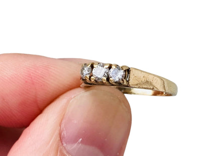 Vintage 9ct Gold Diamond Three Stone Ring