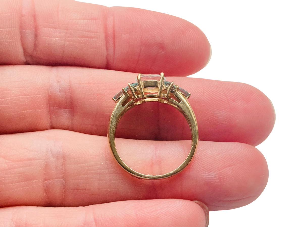 9ct Gold White & Green Sapphire Ring