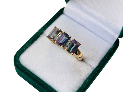 9ct Gold Mystic Topaz & Diamond Ring