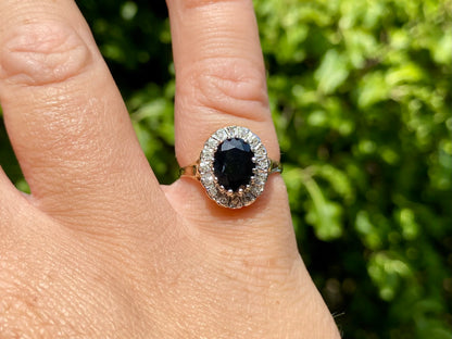 Vintage 9ct Gold Sapphire & Diamond Ring