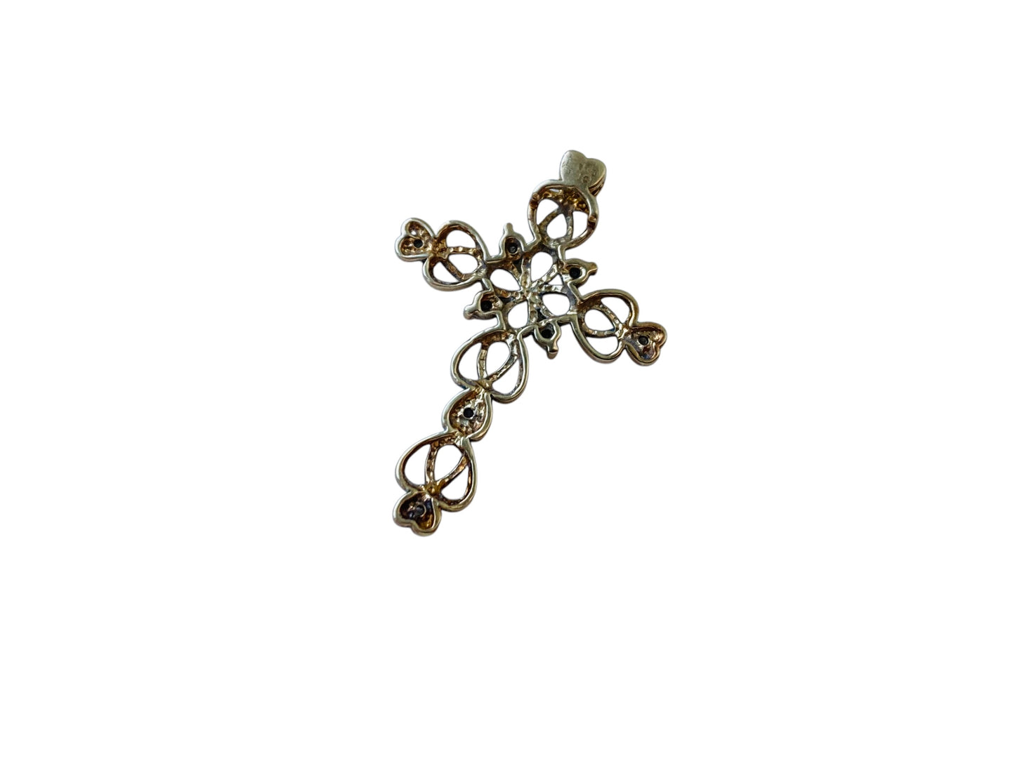 9ct Gold Diamond Cross Filigree Pendant
