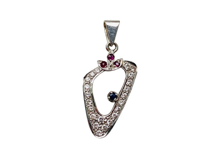 18ct Gold Diamond, Sapphire & Ruby Pendant