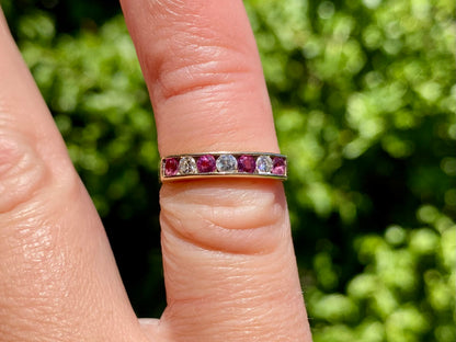 Vintage 9ct Gold Ruby & Diamond Ring