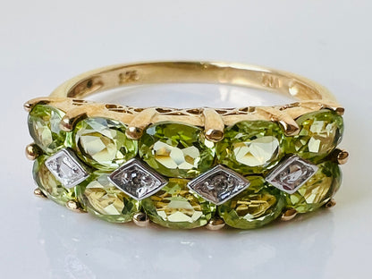 9ct Gold Peridot & Diamond Ring