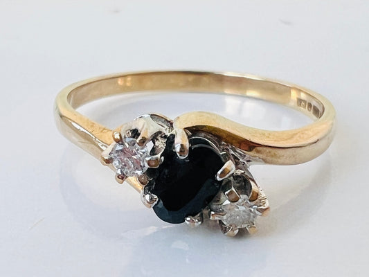9ct Gold Sapphire & Diamond Ring