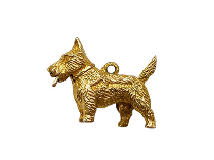 Vintage 9ct Gold Scottie Dog Moving Tongue Pendant or Charm