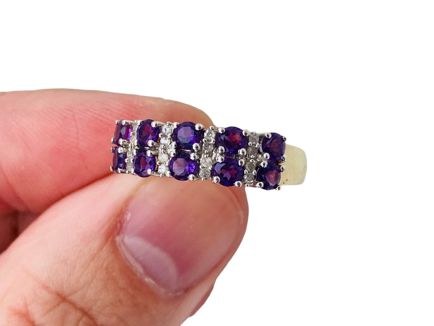 9ct Gold Amethyst & Diamond Ring