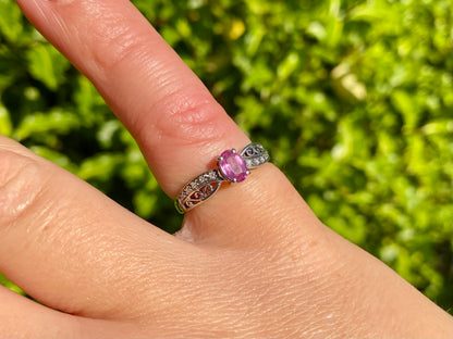 9ct Gold Pink Sapphire & Diamond Ring