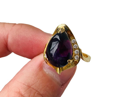 Vintage 14ct Gold Amethyst & Diamond Ring