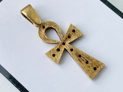 9ct Gold Diamond Cross Ankh Pendant