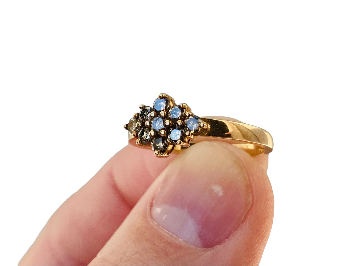 9ct Gold Champagne Diamond Cluster Ring