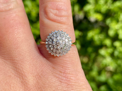 Vintage 9ct Gold Diamond Cluster Ring