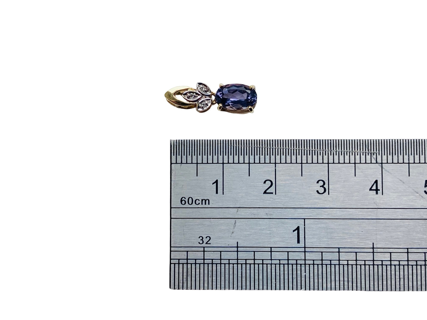 9ct Gold Iolite & Diamond Pendant