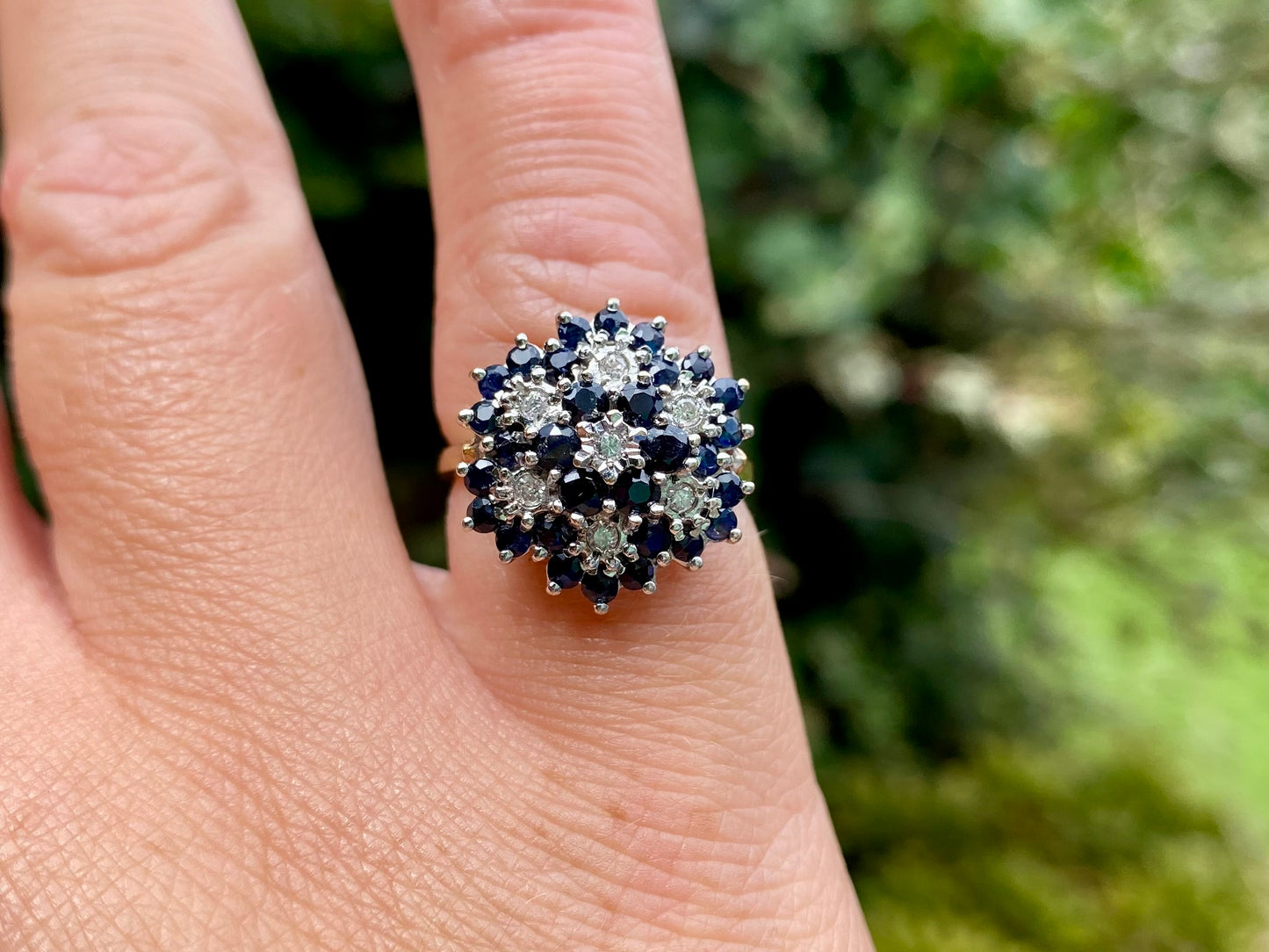 Vintage 9ct Gold Sapphire & Diamond Ring
