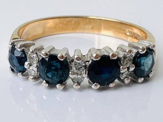 Vintage 9ct Gold Sapphire & Diamond Ring