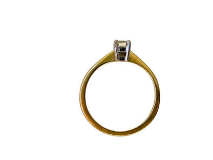 18ct Gold Emerald-Cut Diamond Solitaire Ring