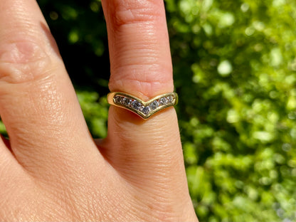 18ct Gold Diamond Wishbone/Chevron Ring
