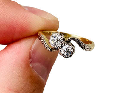 Antique 18ct Gold Toi Et Moi Diamond Ring