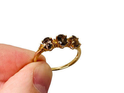 9ct Gold Smokey Quartz & Citrine Ring