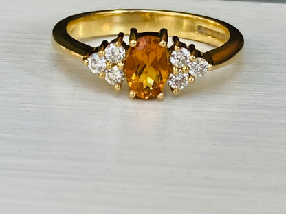 18ct Gold Citrine & Diamond Ring