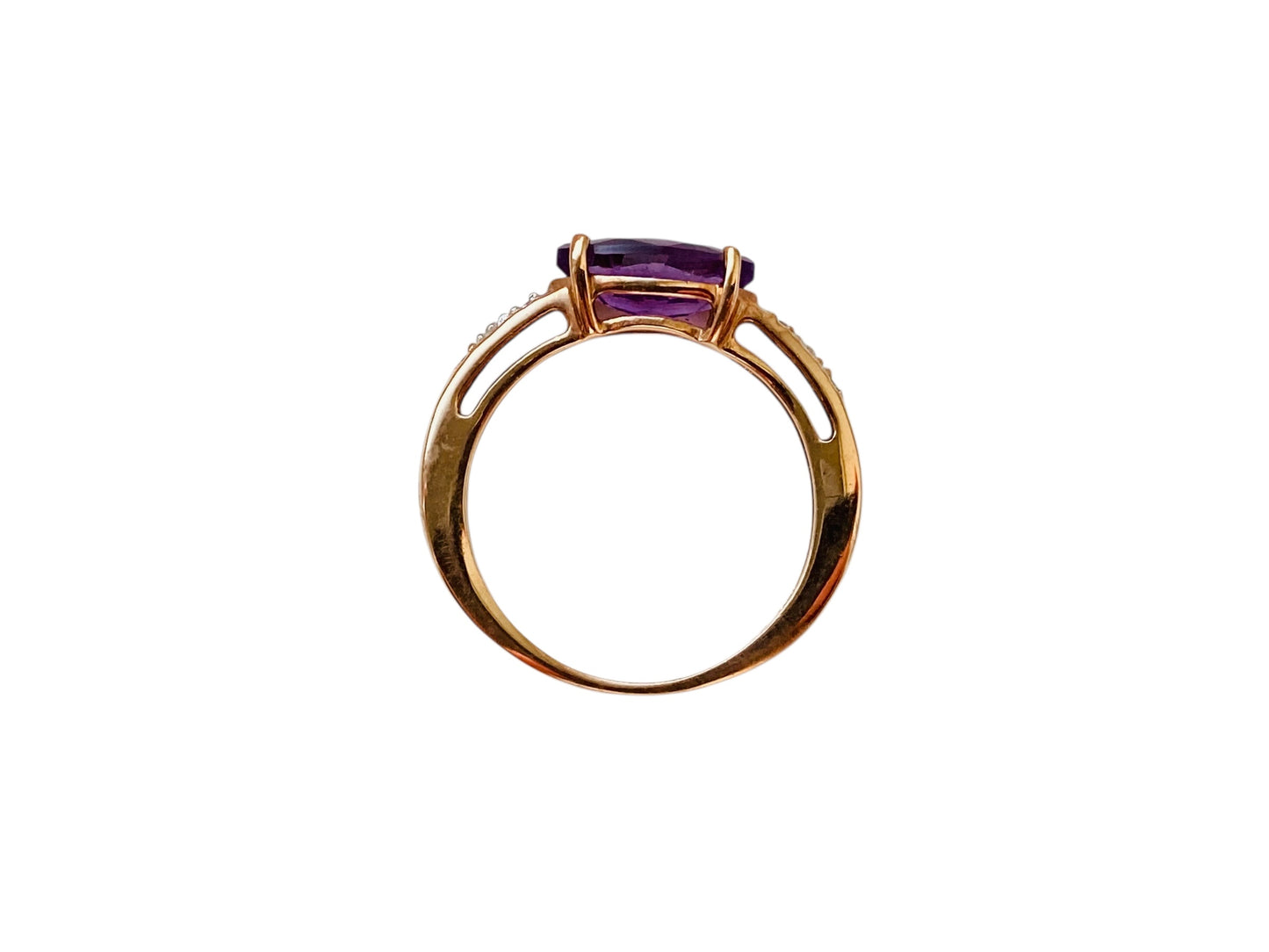 9ct Gold Amethyst & Diamond Ring