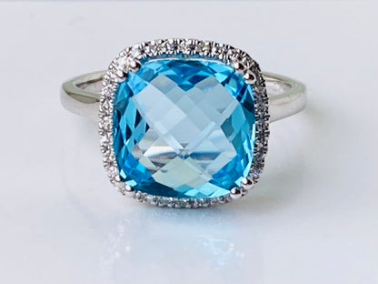 9ct Gold Topaz & Diamond Ring