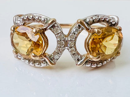 9ct Gold Citrine & Diamond Ring